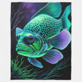 Khalk Zeichnend Fische auf Schwarz Fleecedecke (Vorderseite)