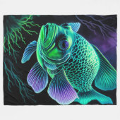 Khalk Zeichnend Fische auf Schwarz Fleecedecke (Vorderseite (Horizontal))