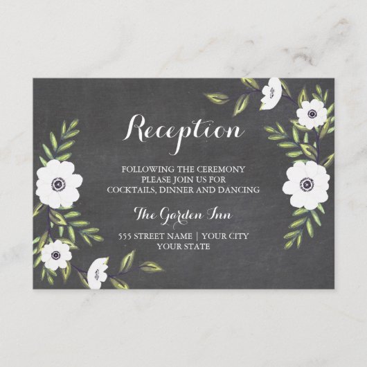 Khalkboard Anemones gestrichen - Empfang-Karte Begleitkarte (Vorderseite)