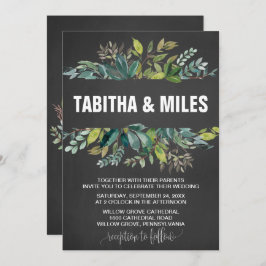 Khalkboard Foliage Wraath Backing Wedding Card Einladung