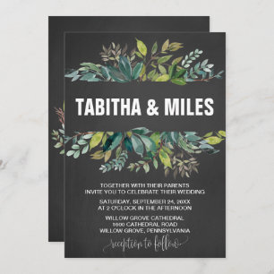 Khalkboard Foliage Wraath Backing Wedding Card Einladung
