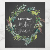 Khalkboard Foliage Wreath Brautparty Weinetikett (Einzelnes Label)