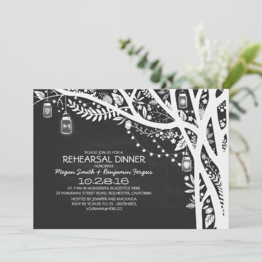 Khalkboard Mason Gläser Probe Abendessen Einladung (Stehend Vorderseite)