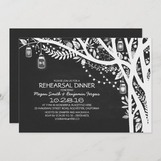 Khalkboard Mason Gläser Probe Abendessen Einladung (Vorne/Hinten)