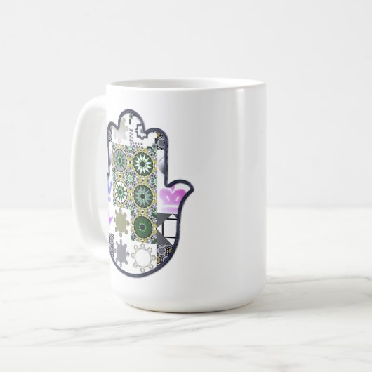 Khamsa Hand Patchwork 1 Kaffeetasse (Vorderseite Links)