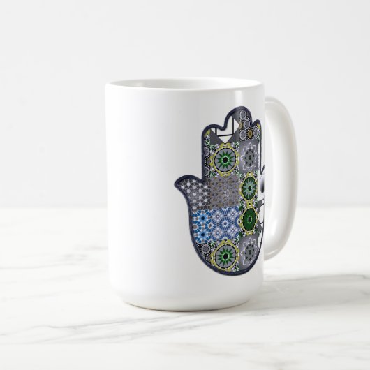 Khamsa Hand Patchwork 2 Kaffeetasse (VorderseiteRechts)