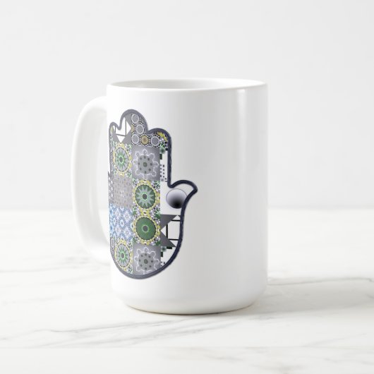 Khamsa Hand Patchwork 2 Kaffeetasse (Vorderseite Links)