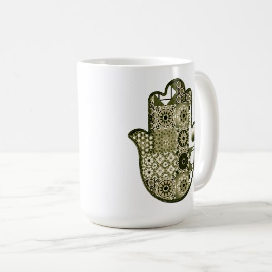Khamsa Hand Patchwork 2 überarbeiten Kaffeetasse (VorderseiteRechts)