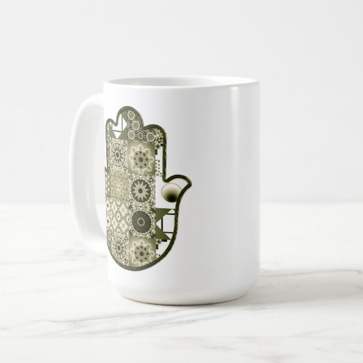Khamsa Hand Patchwork 2 überarbeiten Kaffeetasse (Vorderseite Links)