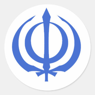 Khanda-Blau Runder Aufkleber
