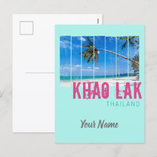 Khao Lak Phang-Nga Thailand Vintage Strand Souveni Feiertagspostkarte