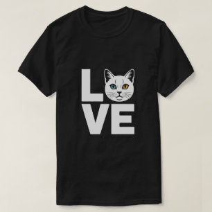 Khao Manee Katze Liebe Odd Eye Design T-Shirt