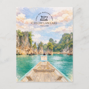 Khao Sok Cheow Lan See Aquarell Ökotourismus Feiertagspostkarte