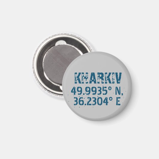 Kharkiv Ukraine Latitude & Longitude beunruhigt Magnet (Vorderseite/Rückseite)