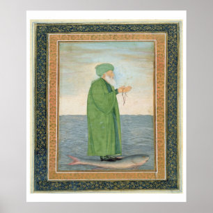 Khawa Khizir Khan Reiten auf einem Fisch, vom Poster