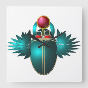 Kherpi God of the Rising Sun,scarab beetle. Quadratische Wanduhr