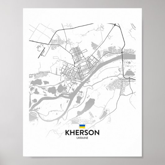 Kherson Ukraine Karte Flagge Poster (Vorne)