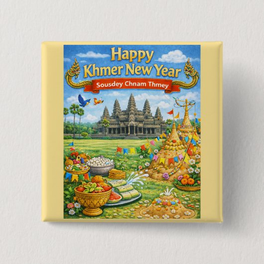 Khmer Neujahrsfest-Sousdey Chnam Thmey Button (Vorderseite)