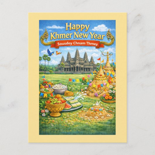  Khmer New Year Celebration-Sousdey Chnam Thmey Postkarte (Vorderseite)