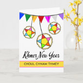 Khmer New Year Choul Chnam Thmey Stars Karte (Gelbe Blume)