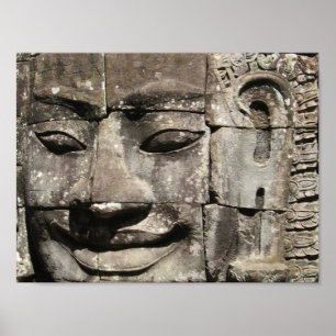 Khmer Stone Gesicht ... Bayon Temple, Kambodscha Poster