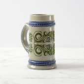 Khokhloma Green Folk Art Curly Pattern Bierglas (Vorderseite Links)