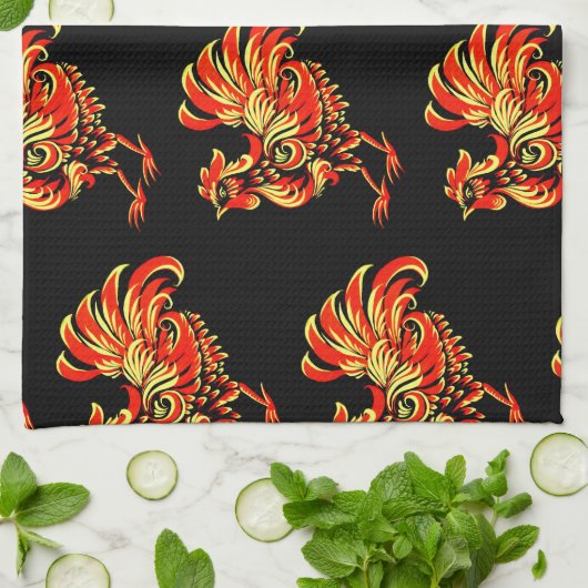 Khokhloma Hahn Geschirrtuch (Gefaltet)