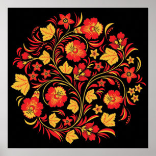 Khokhloma Hohloma russisches Volkskunst-Plakat Poster