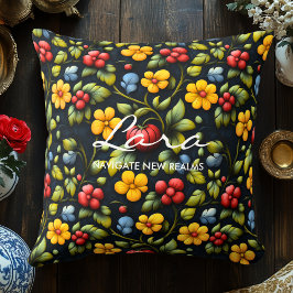 Khokhloma Inspiriert florale Art Decorative Kissen