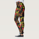 Khokhloma Russian Berries: Traditioneller Stil Leggings (Links)