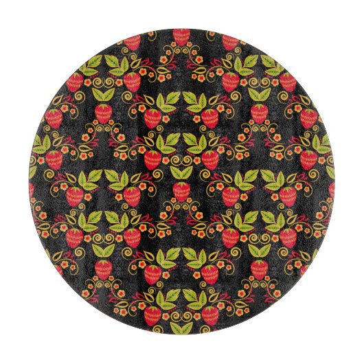 Khokhloma Russian Berries: Traditioneller Stil Schneidebrett (Vorderseite)