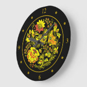 Khokhloma ~ Russian Folk Art ~Birds & Flowers ~   Große Wanduhr (Winkel)