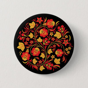 Khokhloma russischer Volkskunst-Knopf Button