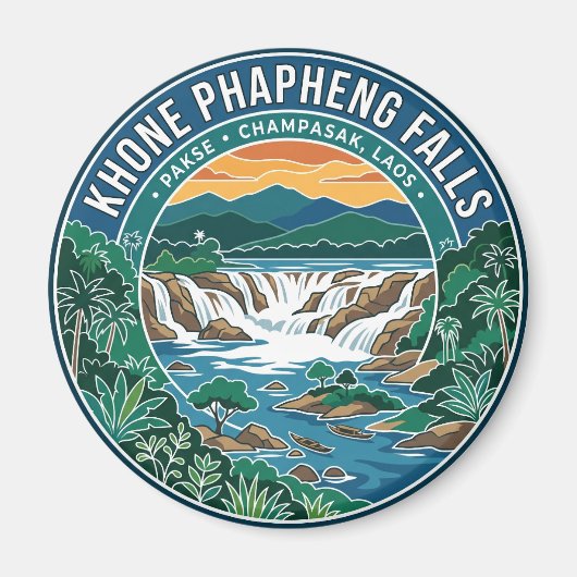 Khone Phapheng Wasserfälle Laos Magnet (Vorne)