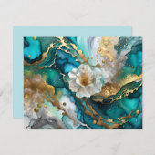 KHS Abstrakt Blue and Gold Floral Grußkarte Dankeskarte (Vorne/Hinten)