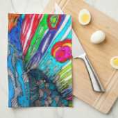 KHS Farbenfrohe Wasserfarbe Pfauen Küchentuch (Viertel Falte)