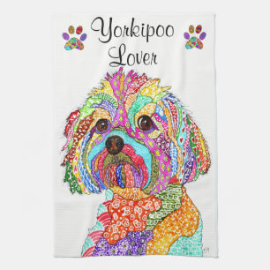 KHS Farbiger YorkiPoo-Fan-Küchenhandtuch Geschirrtuch