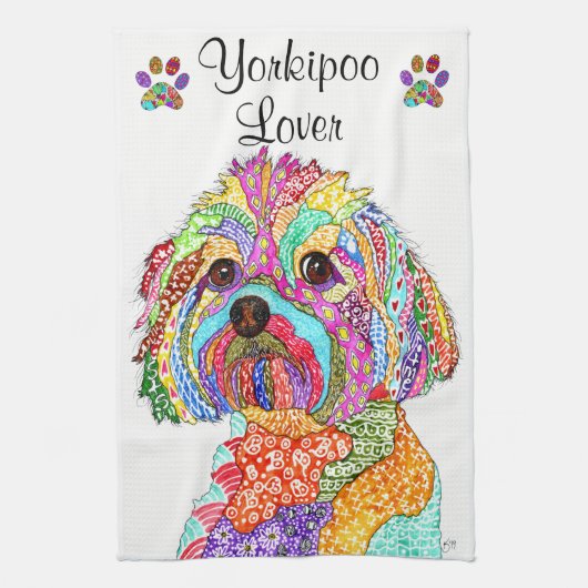 KHS Farbiger YorkiPoo-Fan-Küchenhandtuch Geschirrtuch (Vertikal)