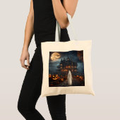 KHS Halloween Haunted House with Ghost Tote Bag Tragetasche (Vorderseite (Produkt))