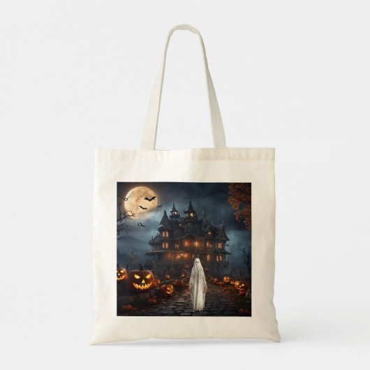 KHS Halloween Haunted House with Ghost Tote Bag Tragetasche (Rückseite)