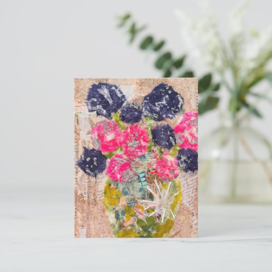 KHS Whimsical Floral Paper Collage Mixed Dankeskarte (Stehend Vorderseite)