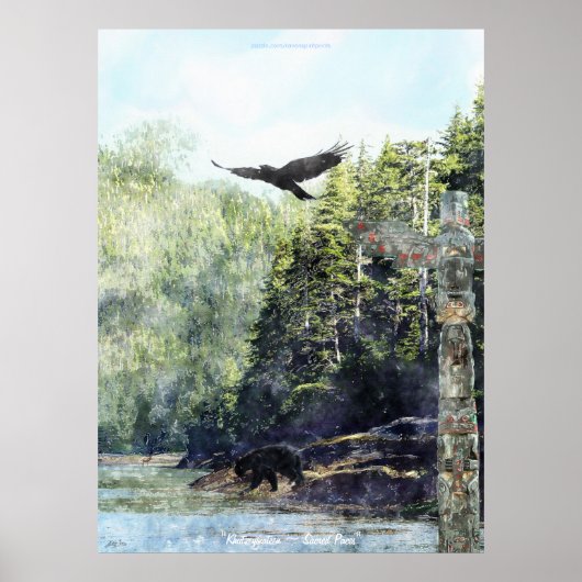 Khutzeymateen Wildlife & Totem Watercolor Art Poster (Vorne)