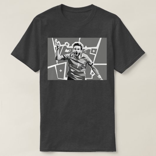 Khvicha Kvaratskhelia in Graustufen TShirt (Design vorne)