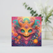 KI-Blume-Monster Feiertagskarte (Stehend Vorderseite)