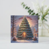 KI Download in einer Weihnachtsbaumkarte Einladung (Stehend Vorderseite)