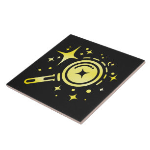 KI-Emblem Funkelnde Sterne, Leuchtturm der digital Fliese