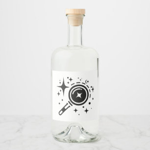 KI-Emblem Funkelnde Sterne, Leuchtturm des digital Alkoholflaschenetikett