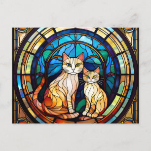 KI-Fleckglas-Katzen Postkarte