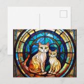 KI-Fleckglas-Katzen Postkarte (Vorne/Hinten)
