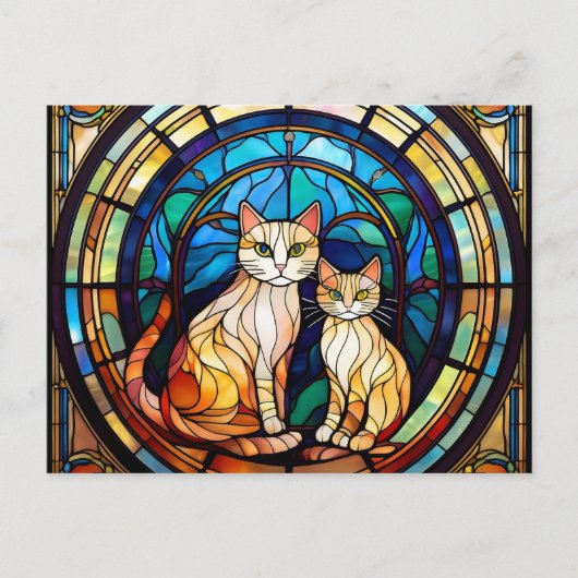 KI-Fleckglas-Katzen Postkarte (Vorderseite)